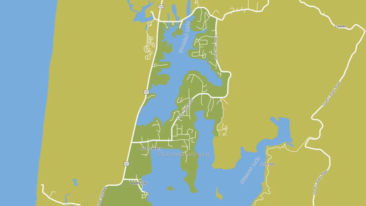 Dunes City, OR Map of Burglary Rates
