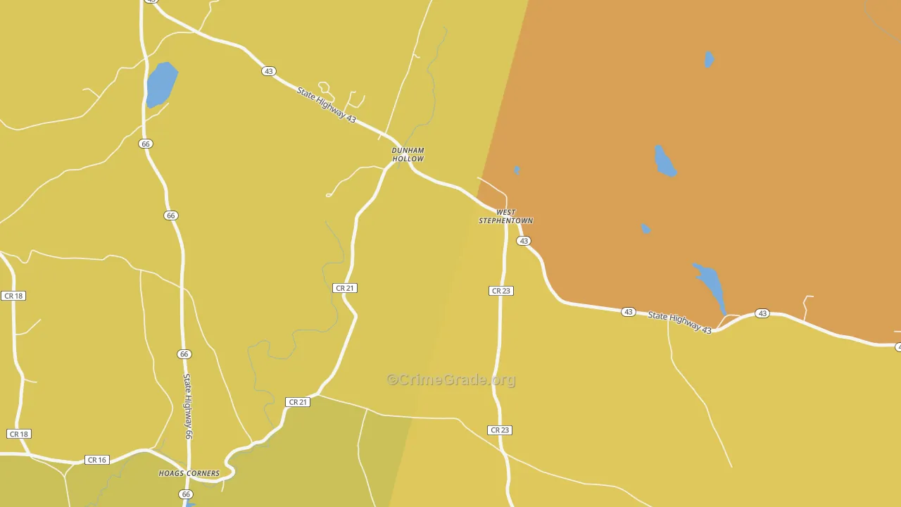 Dunham Hollow, NY Map of Burglary Rates