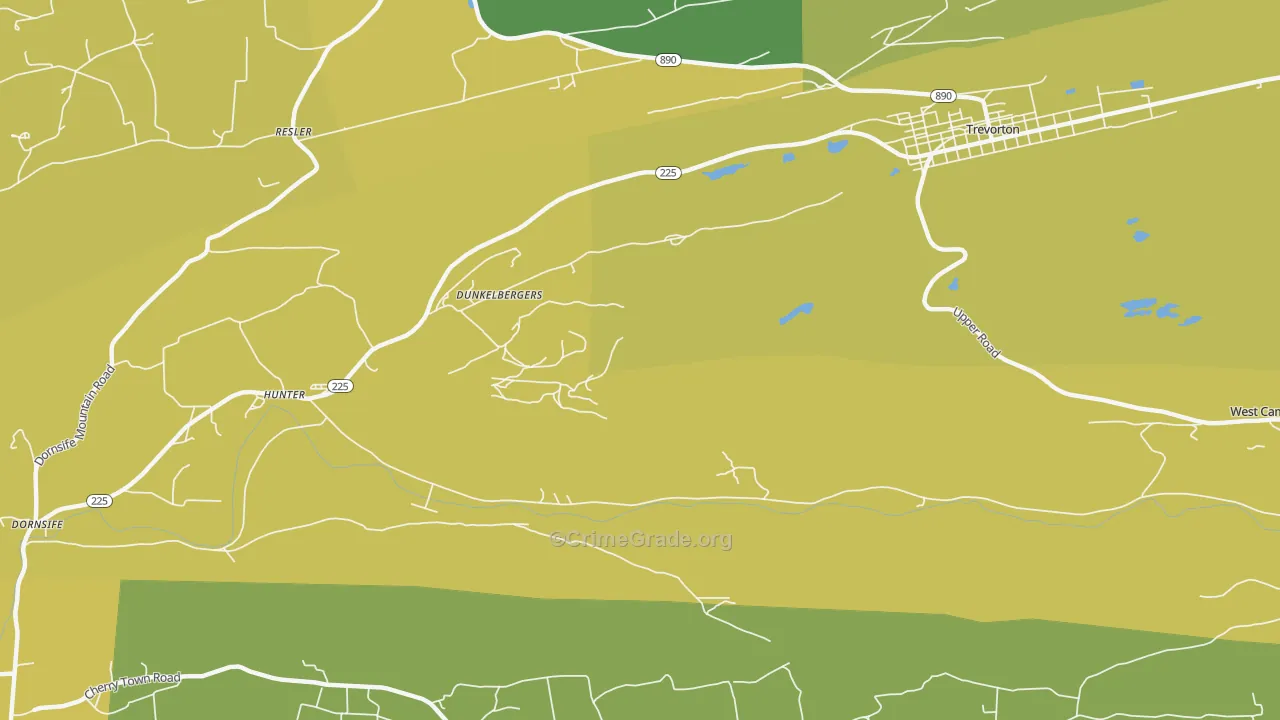 Dunkelbergers, PA Map of Burglary Rates