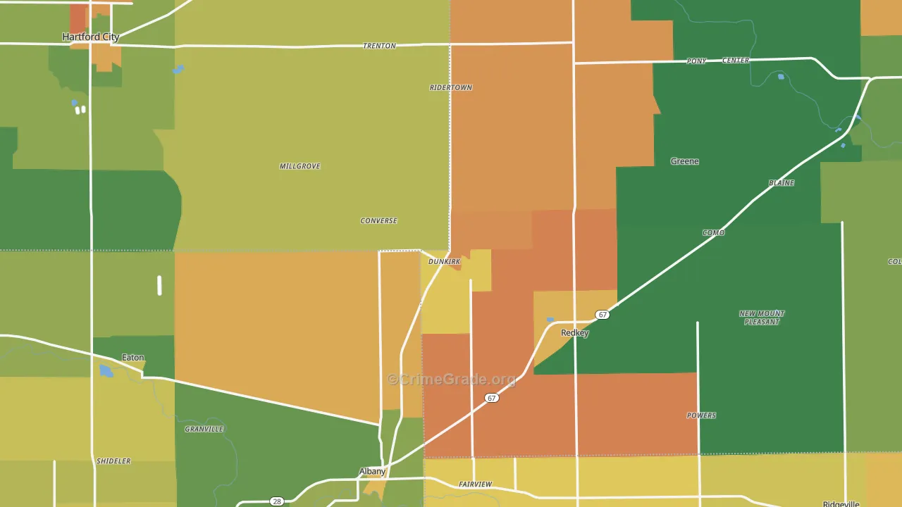 Dunkirk, IN Map of Burglary Rates