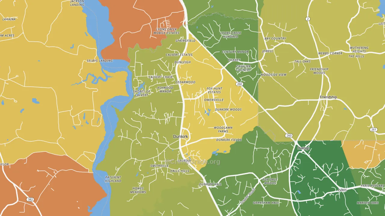 Dunkirk, MD Map of Burglary Rates