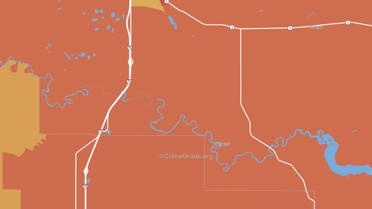 Dunkirk, MT Map of Burglary Rates