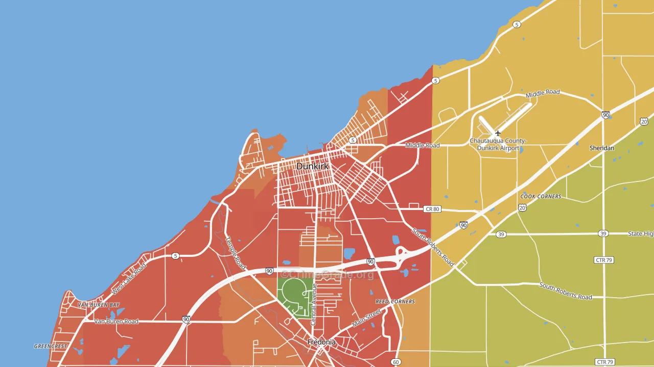 Dunkirk, NY Map of Burglary Rates