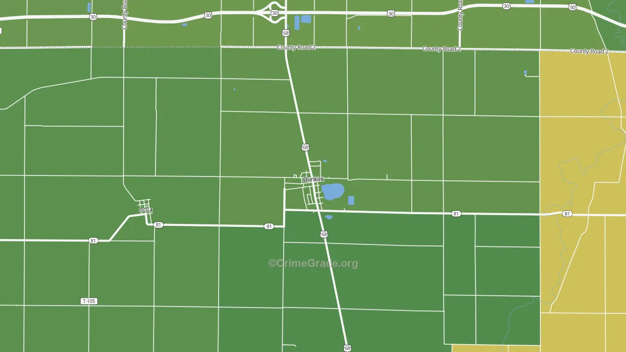 Dunkirk, OH Map of Burglary Rates