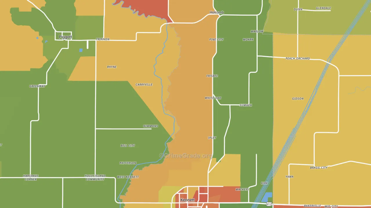 Dunklin County, MO Map of Burglary Rates