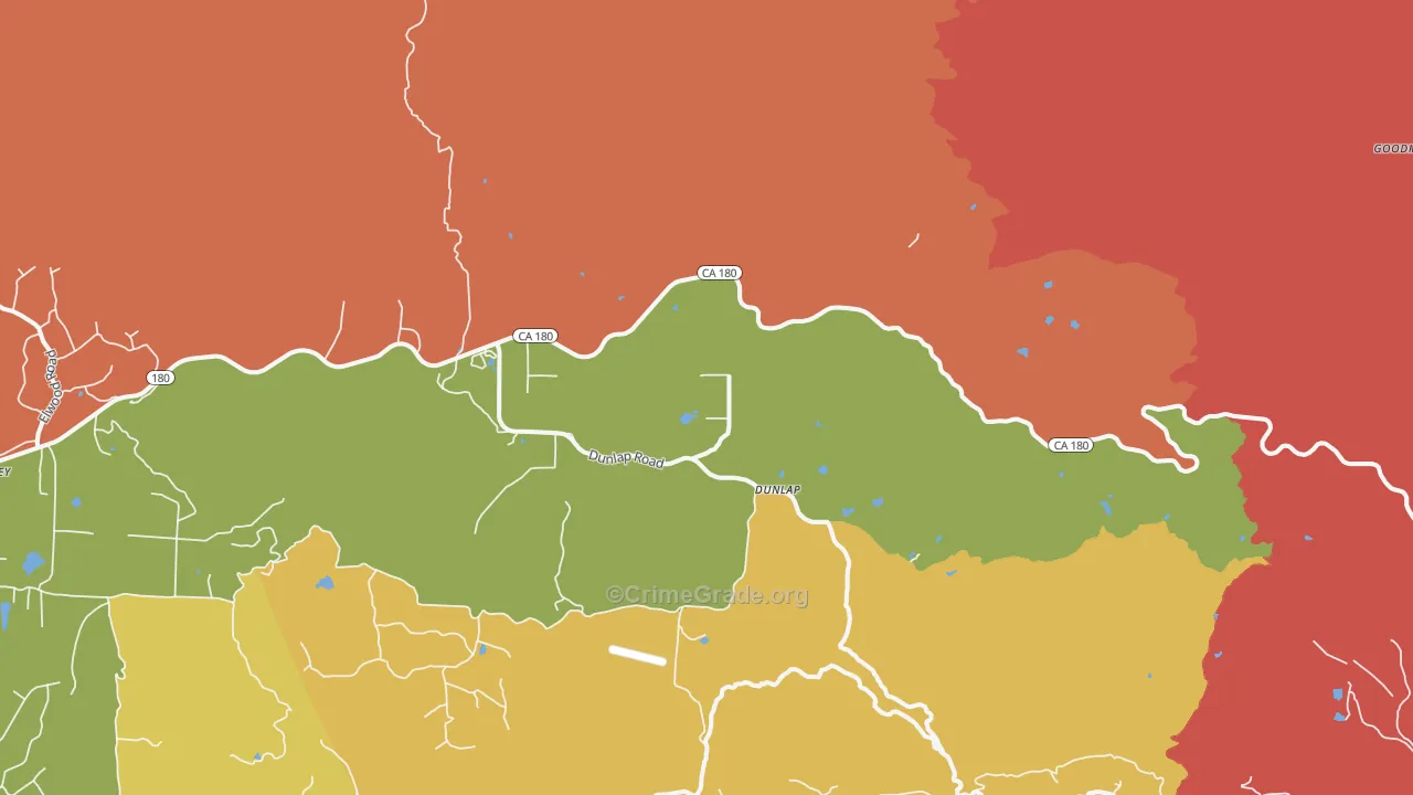 Dunlap, CA Map of Burglary Rates