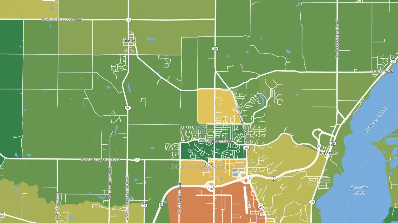 Dunlap, IL Map of Burglary Rates