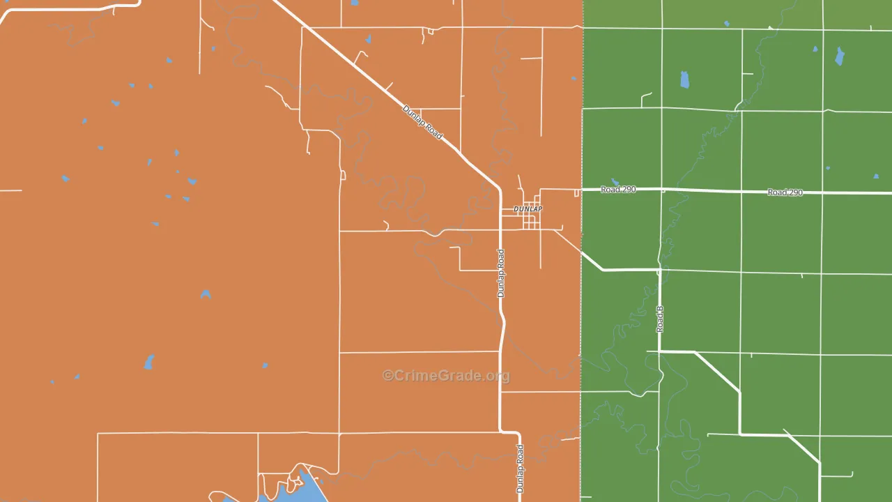 Dunlap, KS Map of Burglary Rates