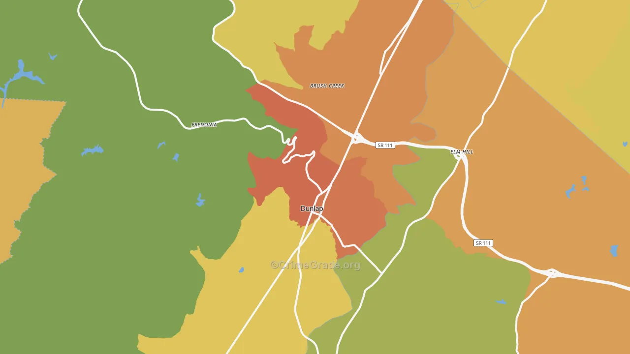 Dunlap, TN Map of Burglary Rates