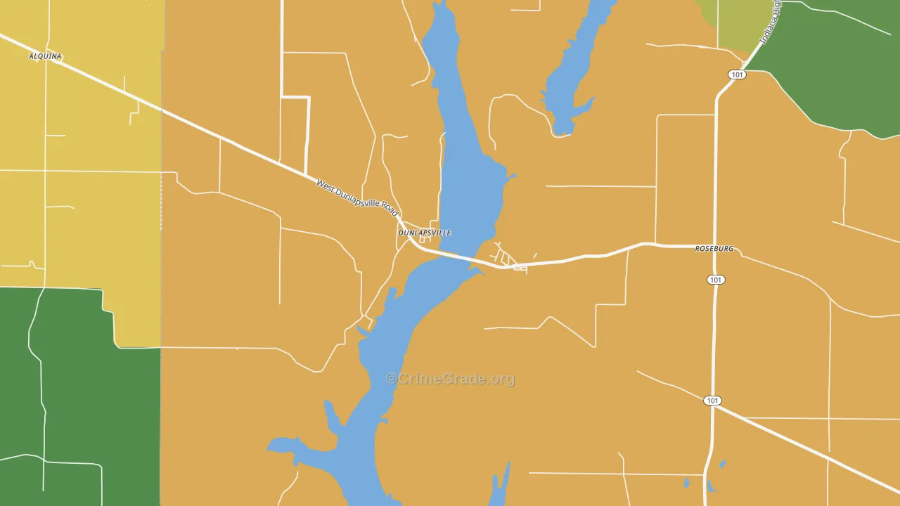 Dunlapsville, IN Map of Burglary Rates