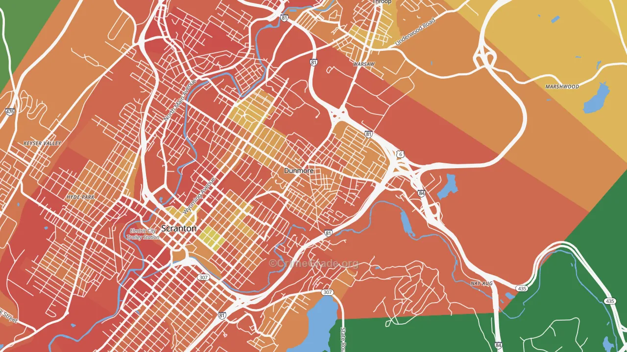 Dunmore, PA Map of Burglary Rates