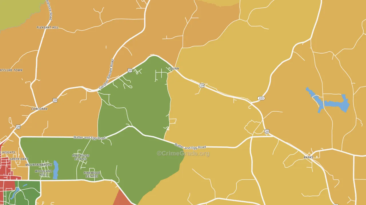 Dunn, AL Map of Burglary Rates