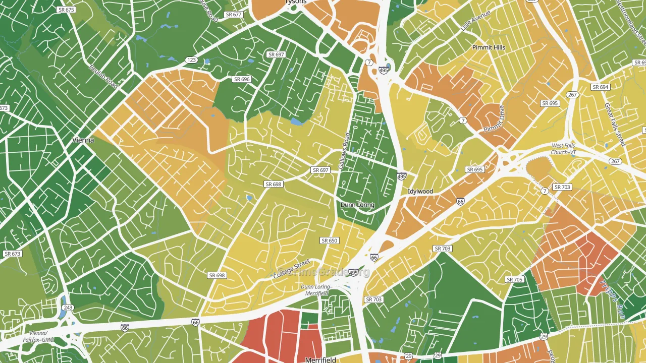 Dunn Loring, VA Map of Burglary Rates
