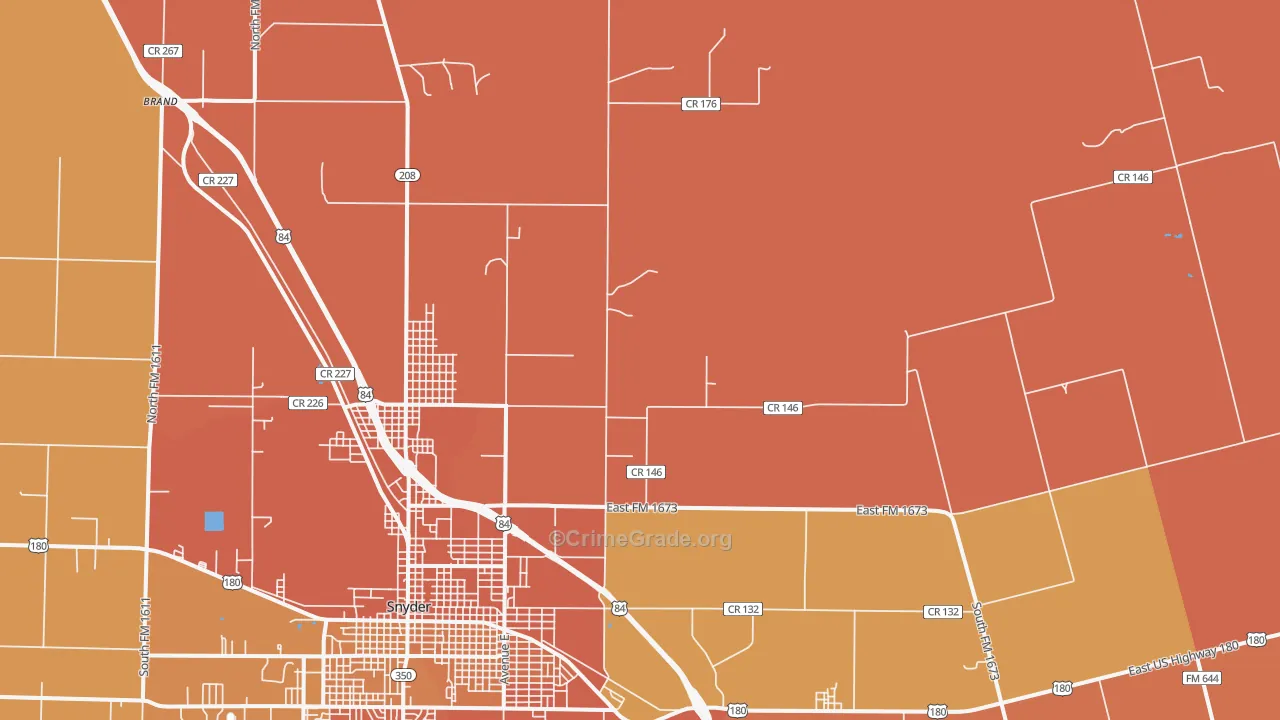 Dunn, TX Map of Burglary Rates