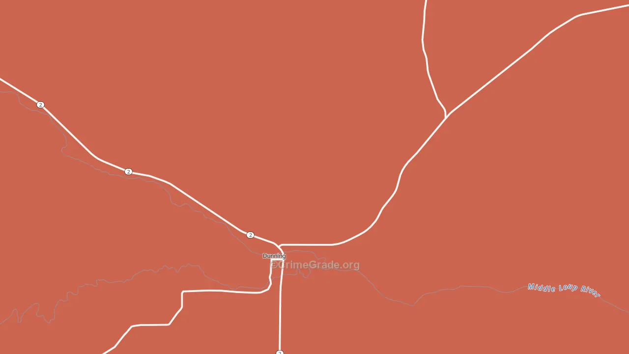 Dunning, NE Map of Burglary Rates