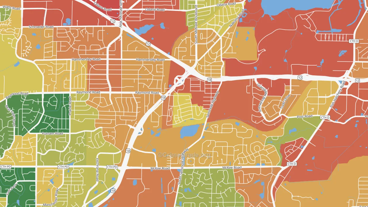 Dunn's Marsh, Madison, WI Map of Burglary Rates