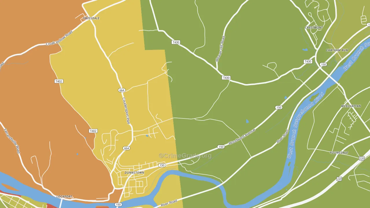 Dunnstown, PA Map of Burglary Rates