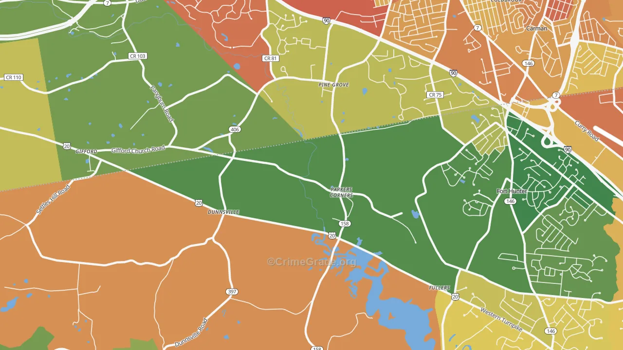Dunnsville, NY Map of Burglary Rates
