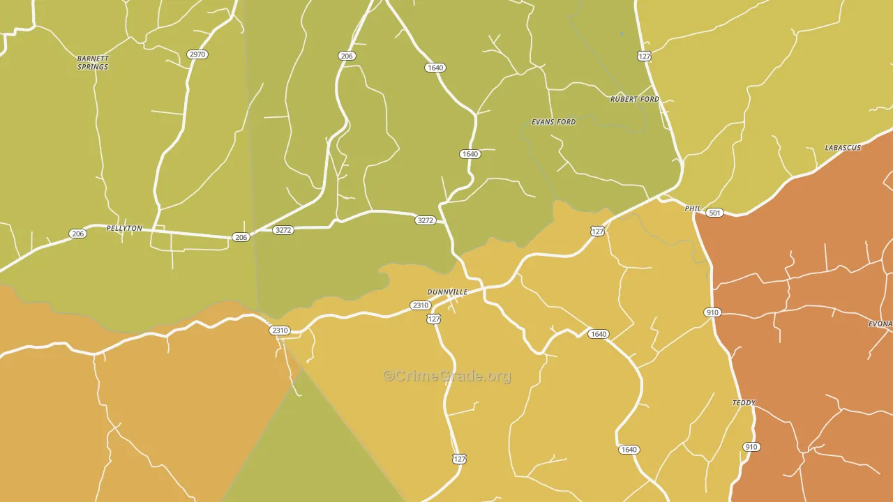 Dunnville, KY Map of Burglary Rates
