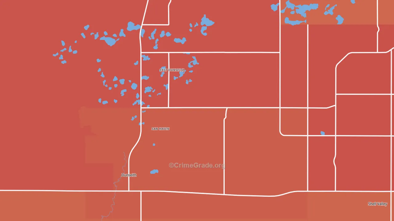 Dunseith, ND Map of Burglary Rates