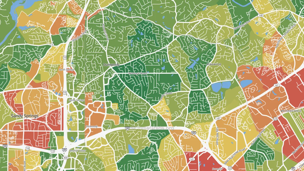 Dunwoody, GA Map of Burglary Rates
