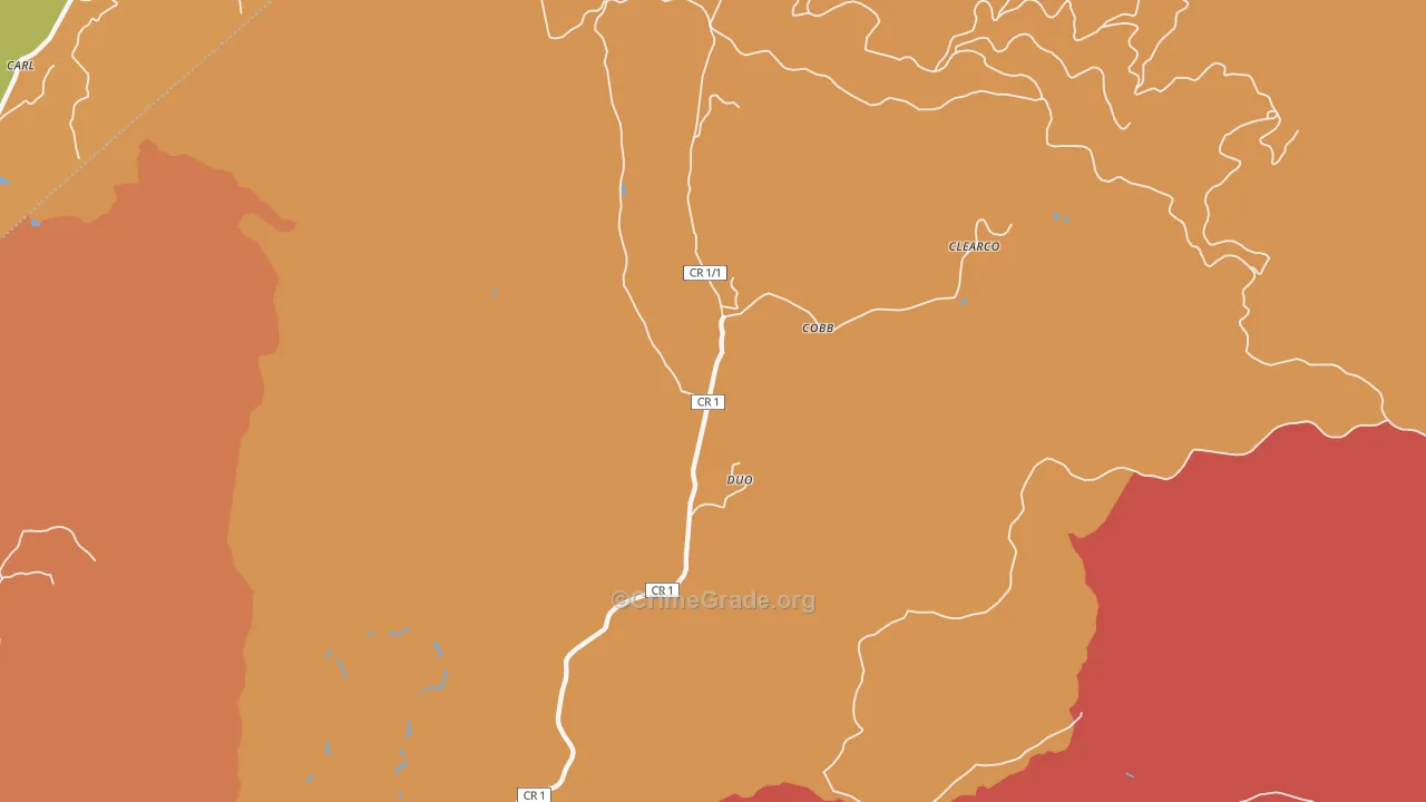 Duo, WV Map of Burglary Rates