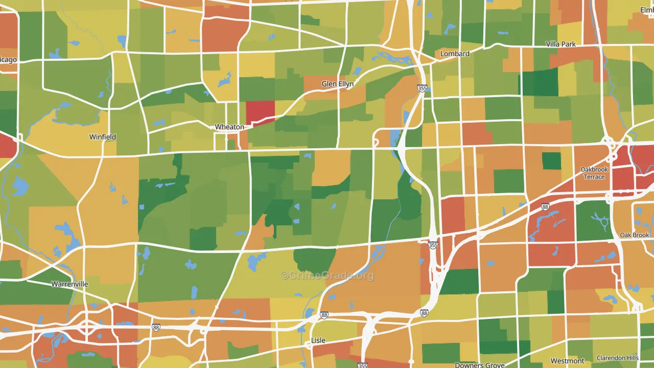 DuPage County, IL Map of Burglary Rates