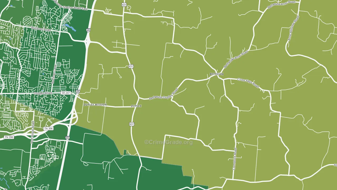 Duplex, TN Map of Burglary Rates