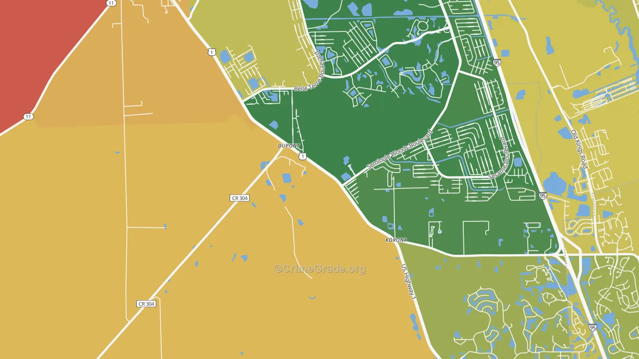 Dupont, FL Map of Burglary Rates