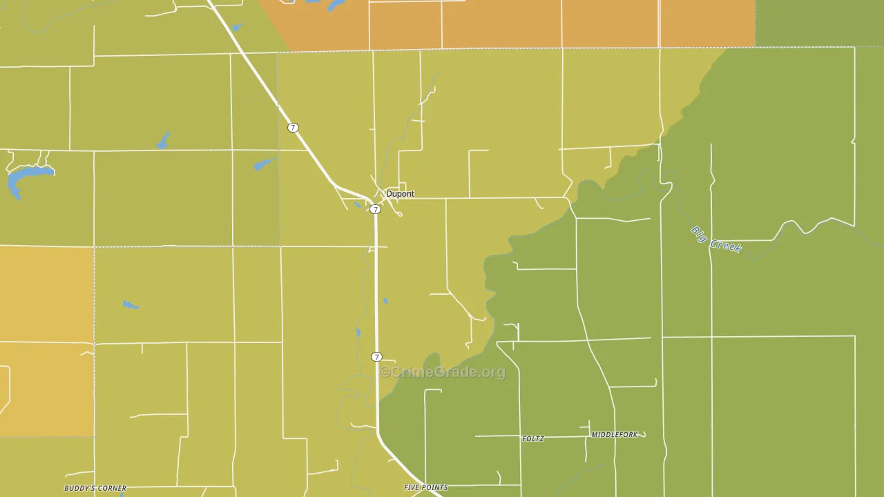 Dupont, IN Map of Burglary Rates