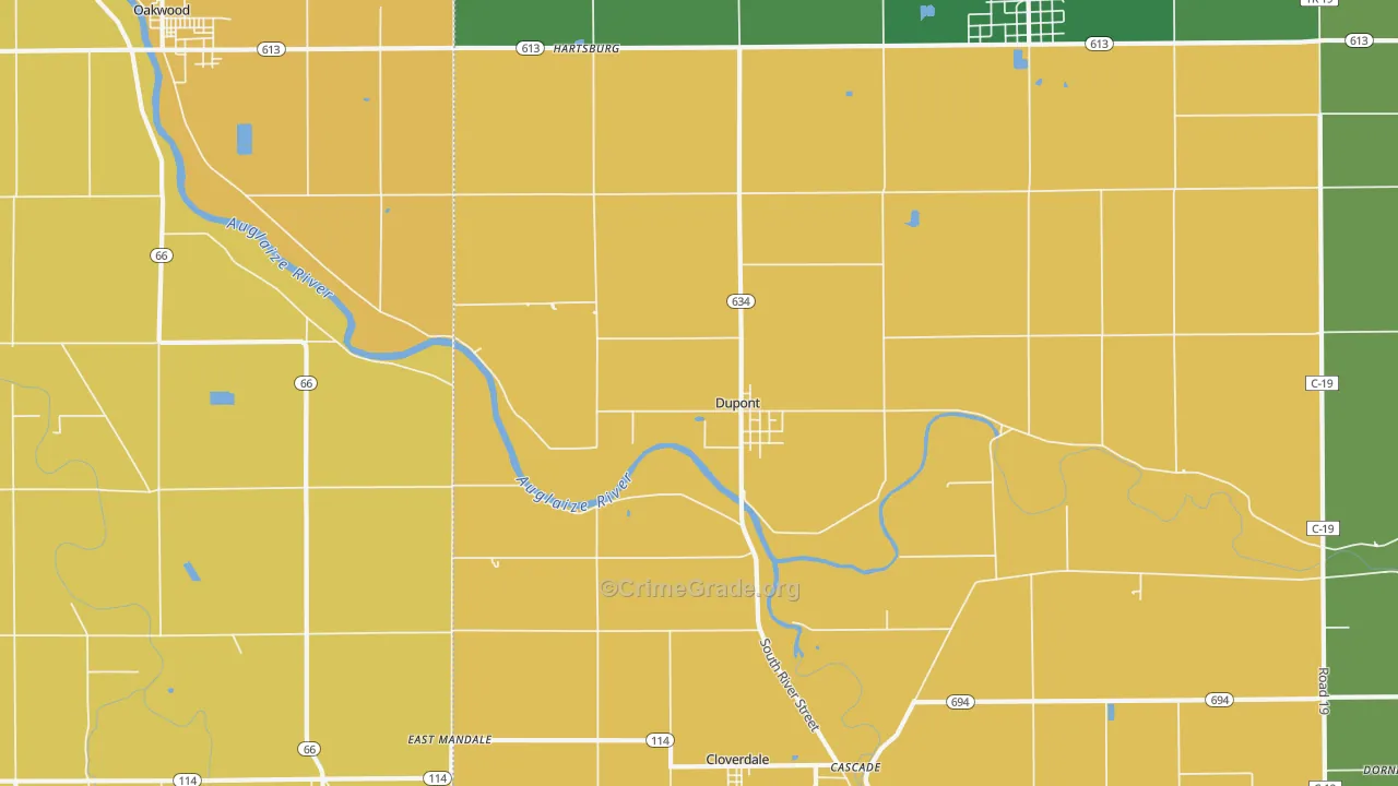 Dupont, OH Map of Burglary Rates
