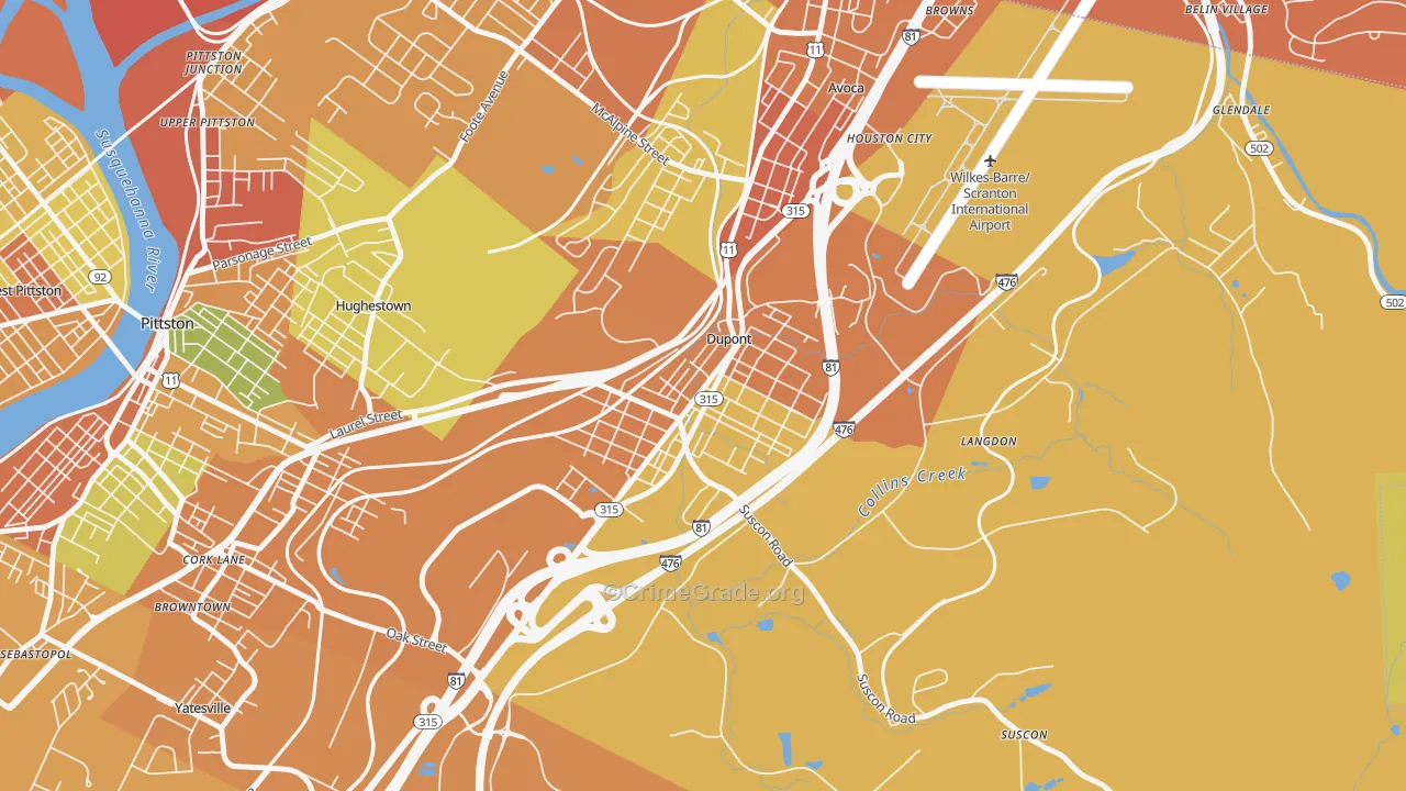 Dupont, PA Map of Burglary Rates