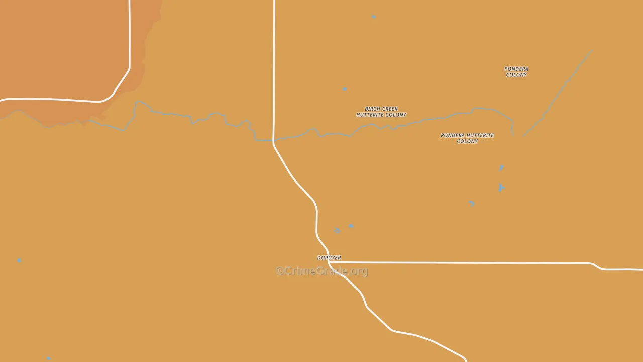 Dupuyer, MT Map of Burglary Rates