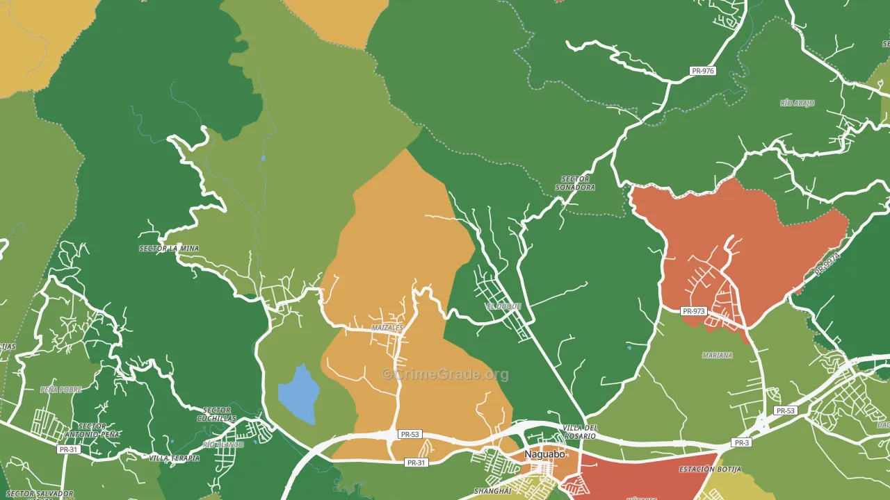 Duque, PR Map of Burglary Rates