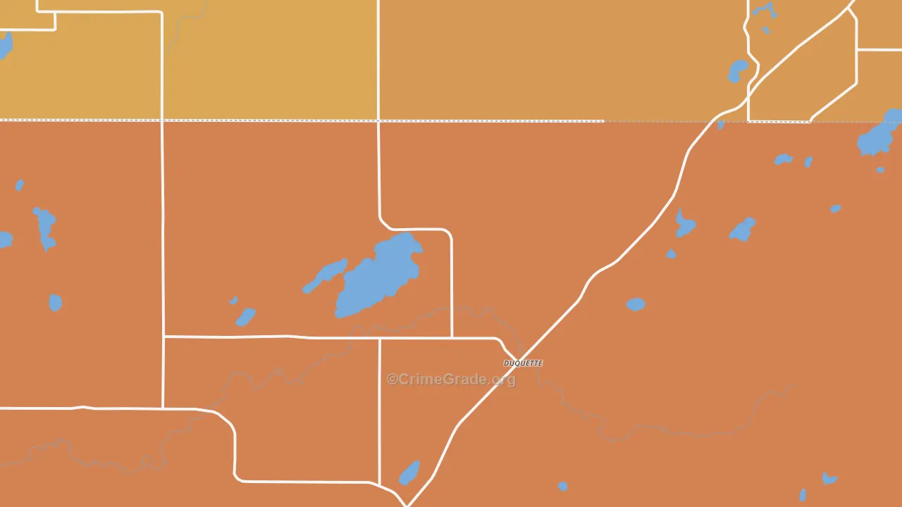 Duquette, MN Map of Burglary Rates