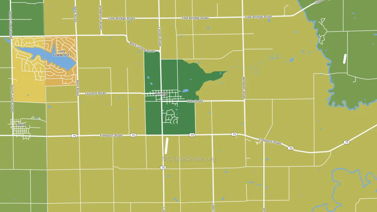 Durand, IL Map of Burglary Rates