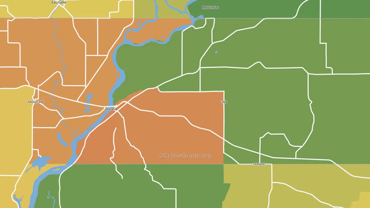 Durand, WI Map of Burglary Rates