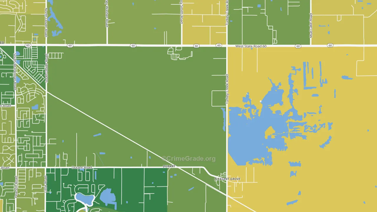 Durant, FL Map of Burglary Rates