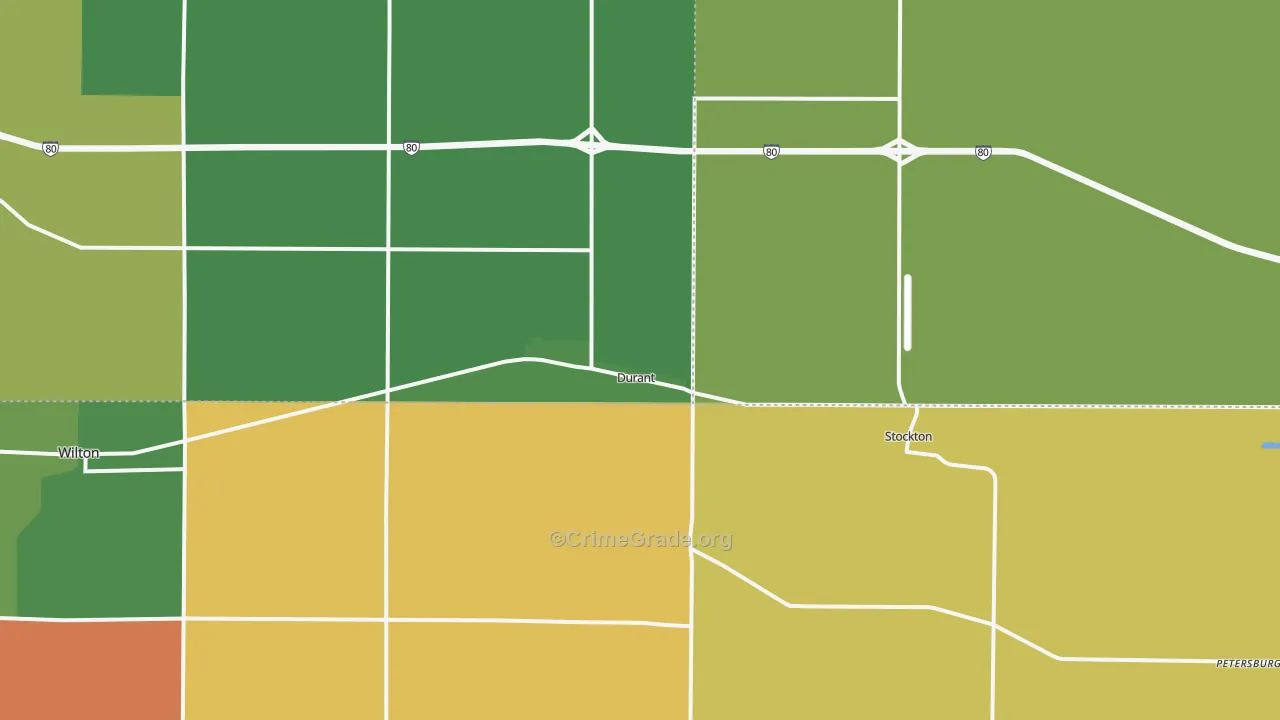 Durant, IA Map of Burglary Rates