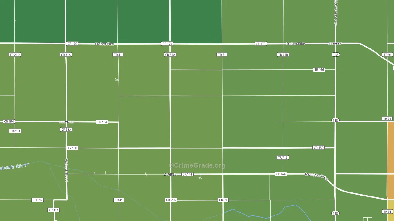 Durbin, OH Map of Burglary Rates
