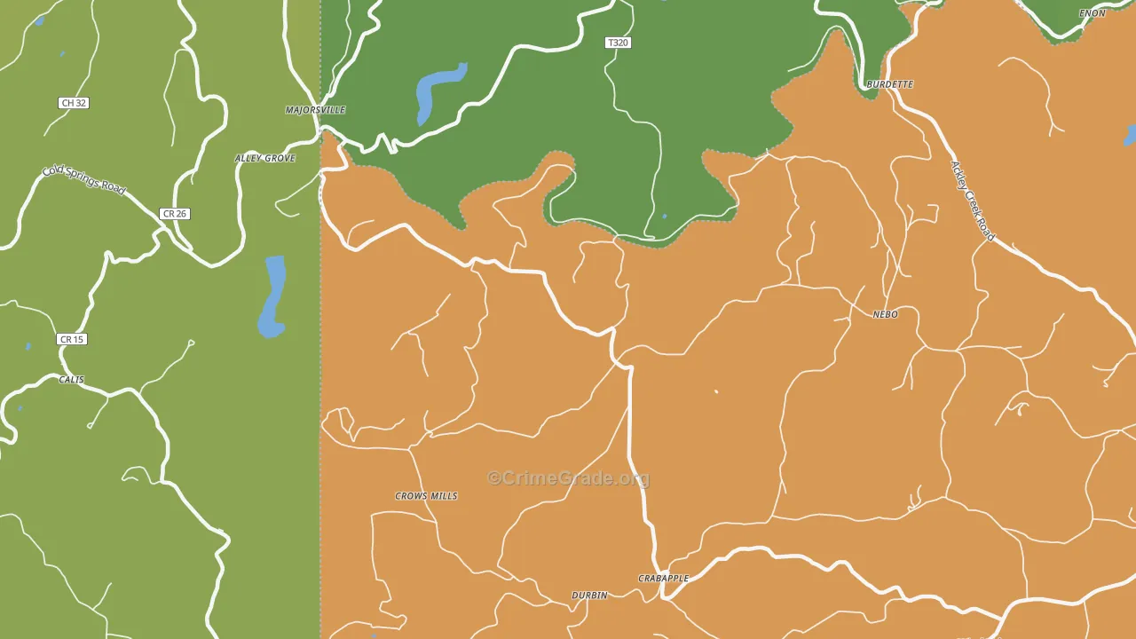 Durbin, PA Map of Burglary Rates