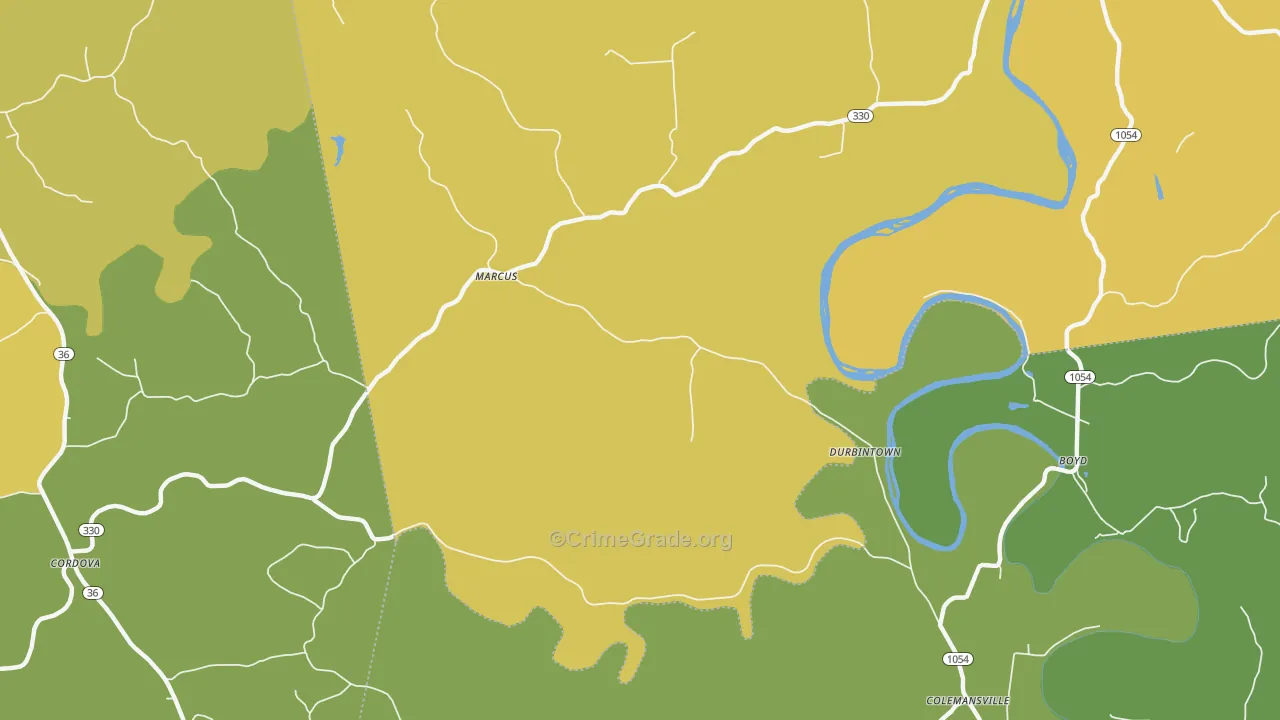 Durbintown, KY Map of Burglary Rates