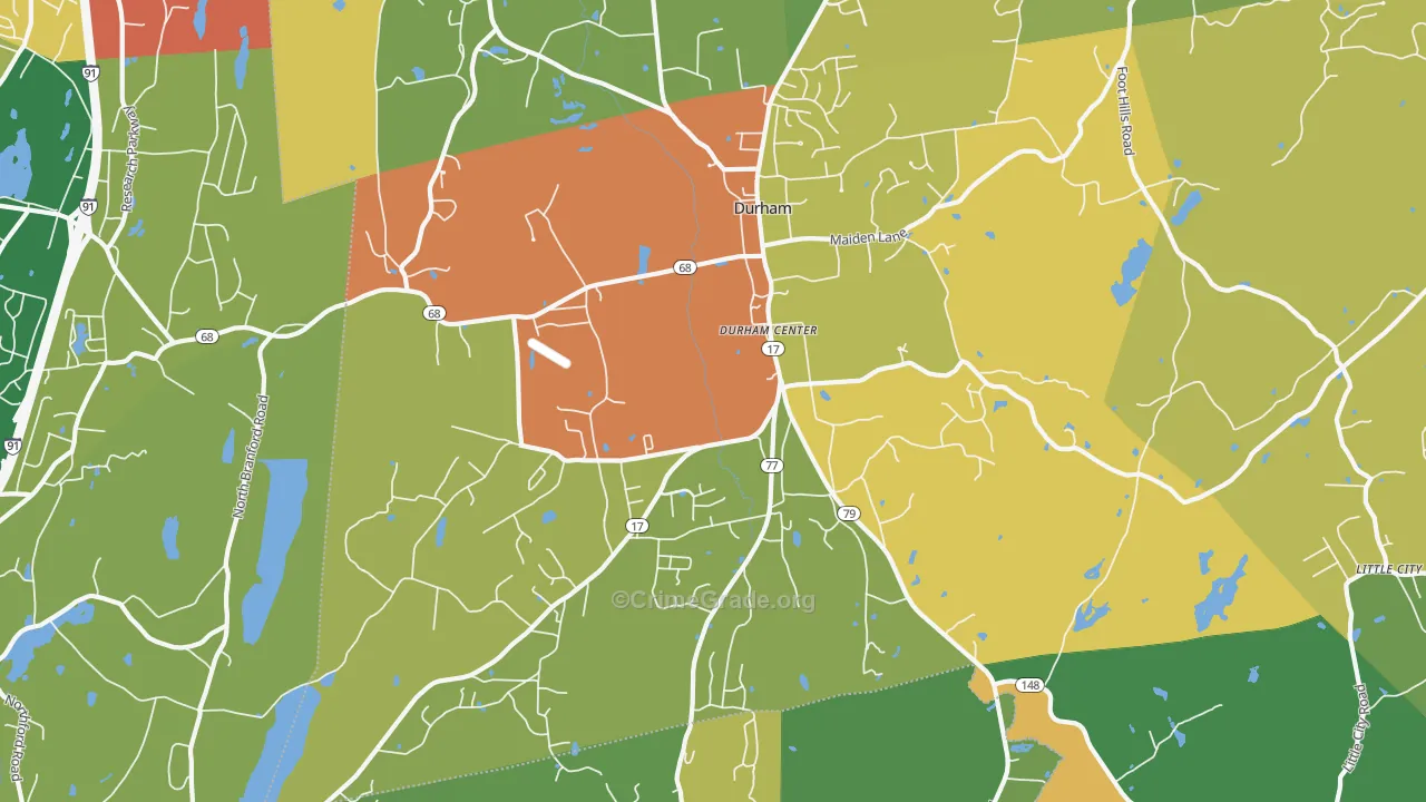 Durham, CT Map of Burglary Rates