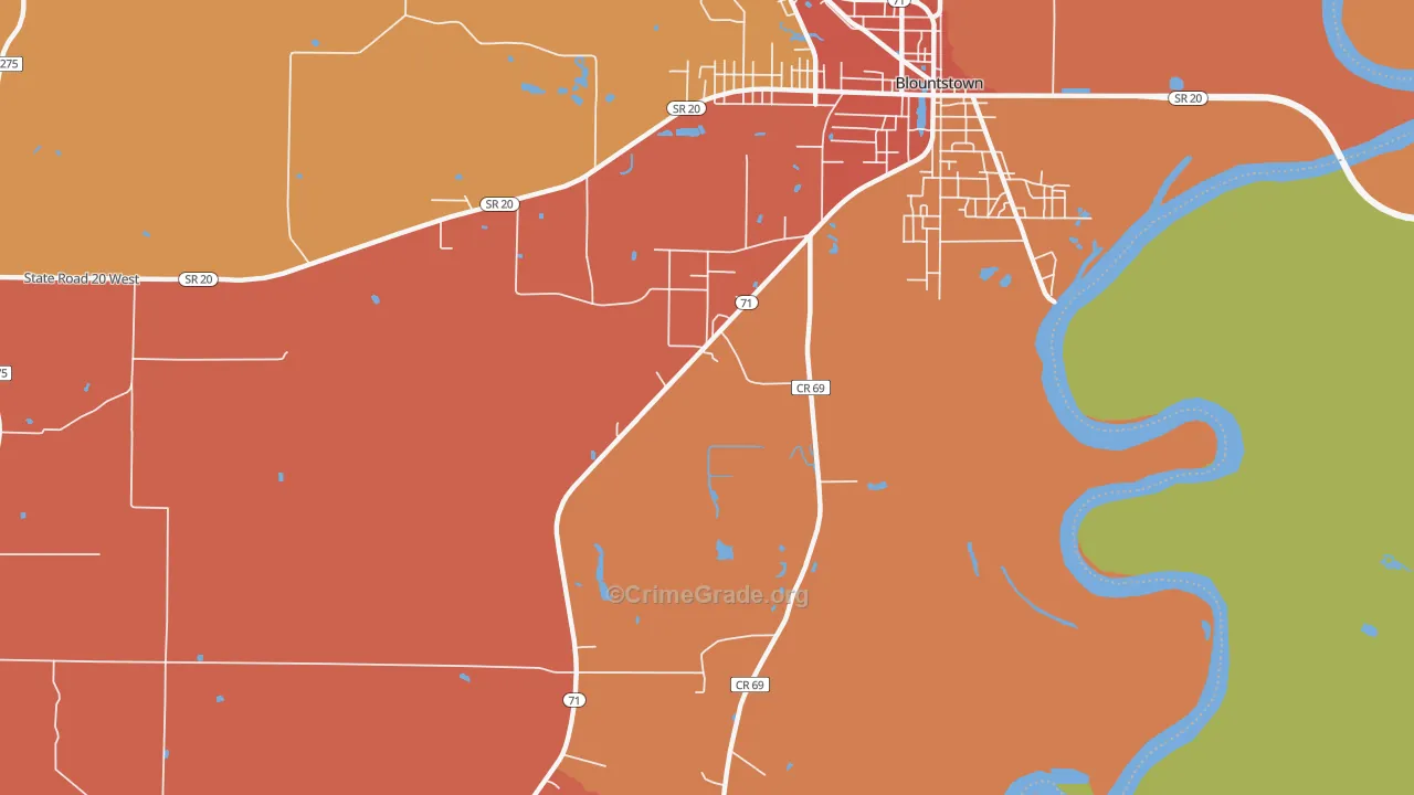 Durham, FL Map of Burglary Rates