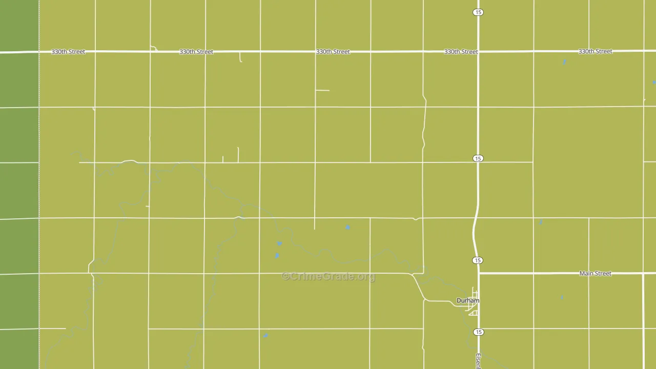 Durham, KS Map of Burglary Rates