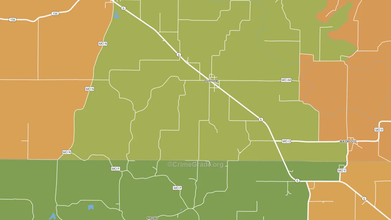 Durham, MO Map of Burglary Rates