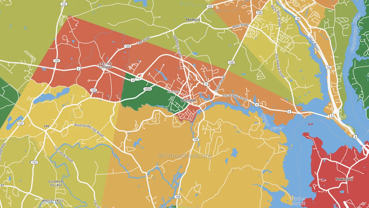 Durham, NH Map of Burglary Rates