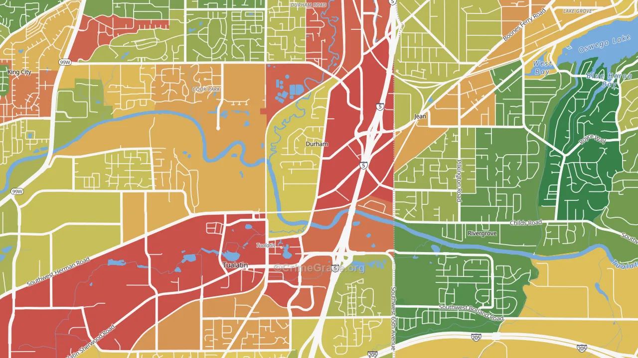 Durham, OR Map of Burglary Rates