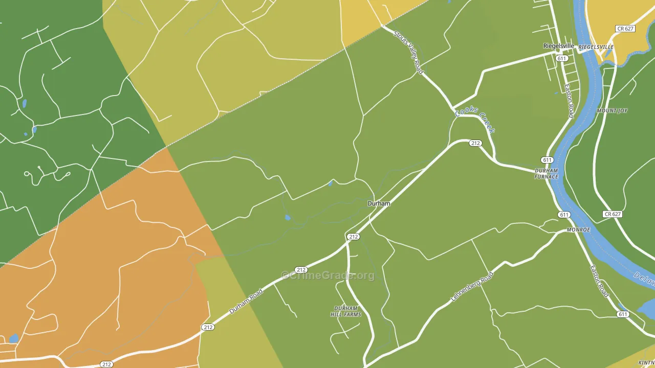 Durham, PA Map of Burglary Rates