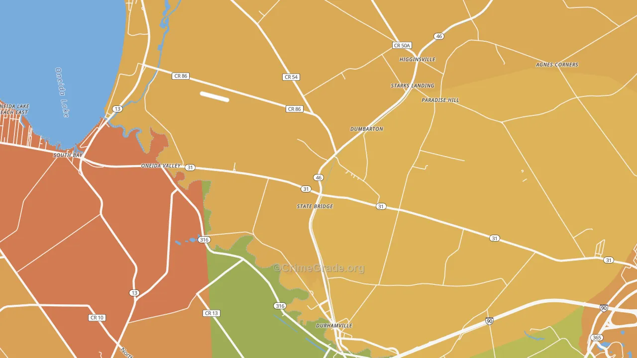 Durhamville, NY Map of Burglary Rates
